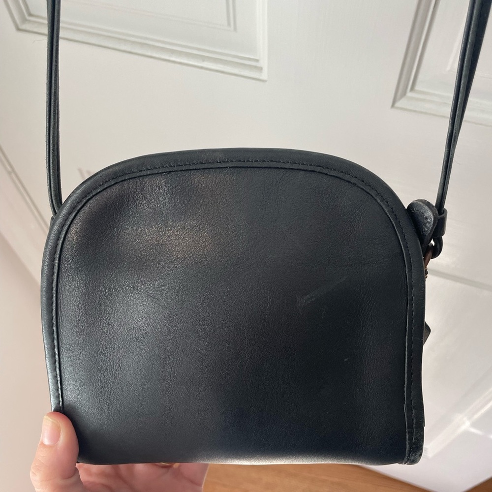 Vintage Coach Black Leather Crossbody Bag